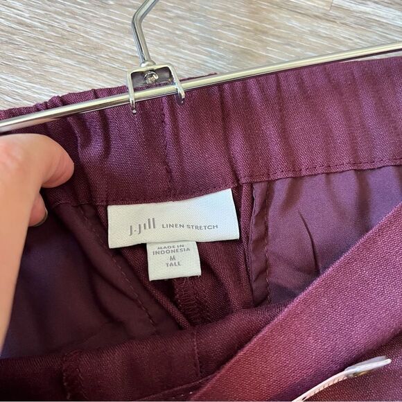 J. Jill maroon linen stretch ankle pants women’s size M TALL - Picture 5 of 8